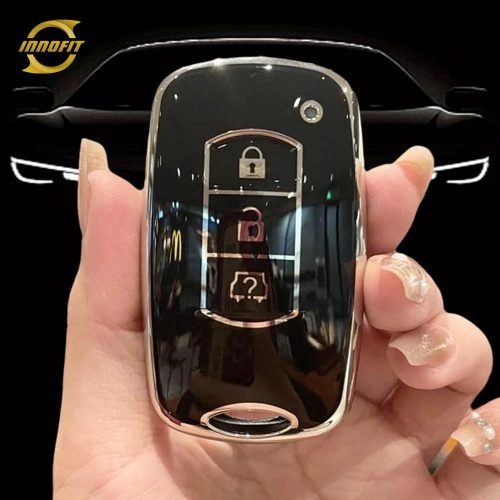 VEL1T1-Black-Silver Plating- Car Key Cover For Venucia