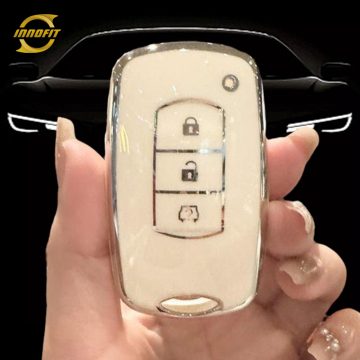 VEL1T1-White-Silver Plating- Car Key Cover For Venucia