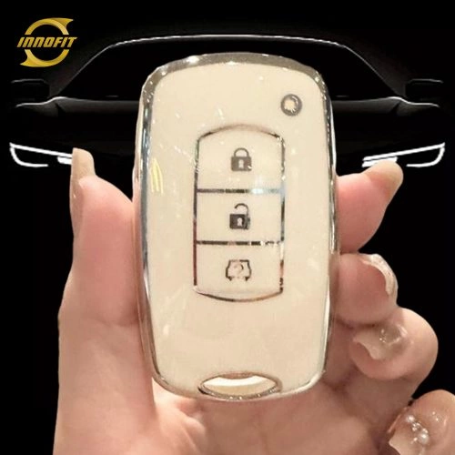 VEL1T1-White-Silver Plating- Car Key Cover For Venucia