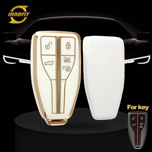 HNA3T1-White-Gold Plating- Car Key Cover For Hong Qi