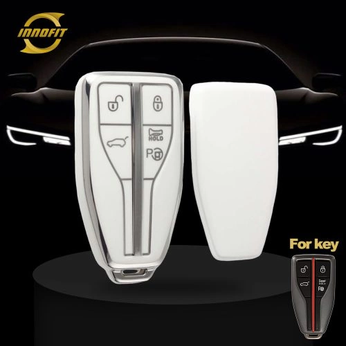 HNA3T1-White-Silver Plating- Car Key Cover For Hong Qi