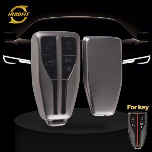 HNA3T1-Black-Metal Gray Plating- Car Key Cover For Hong Qi