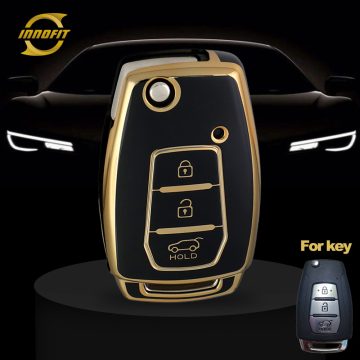 MHB2T1-Black-Gold Plating- Car Key Cover For Mahindra Ssangyong