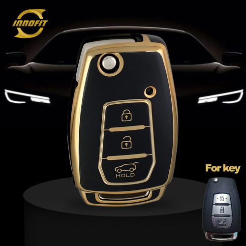 MHB2T1-Black-Gold Plating- Car Key Cover For Mahindra Ssangyong