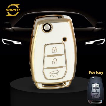 MHB2T1-White-Gold Plating- Car Key Cover For Mahindra Ssangyong