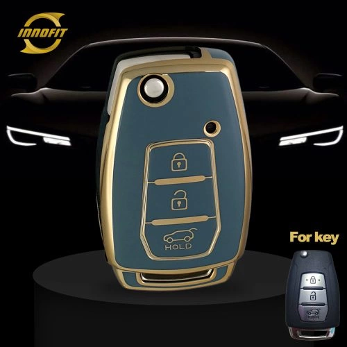 MHB2T1-Granny Grey-Gold Plating- Car Key Cover For Mahindra Ssangyong