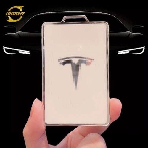 TEB1T1-White-Silver Plating- Car Key Cover For Tesla