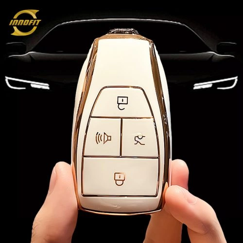 BIB1T1-White-Gold Plating- Car Key Cover For BAIC