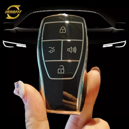 BIB1T1-Black-Silver Plating- Car Key Cover For BAIC