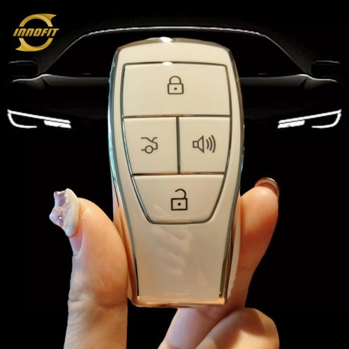 BIB1T1-White-Silver Plating- Car Key Cover For BAIC