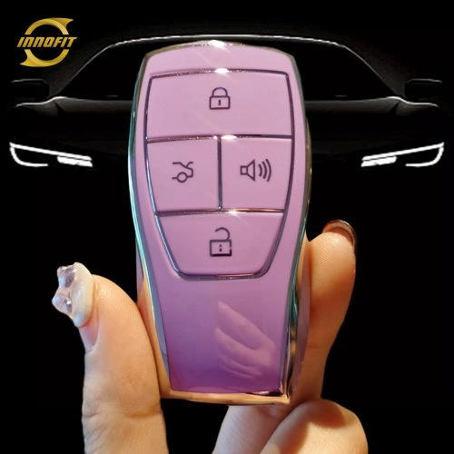 BIB1T1-Purple-Silver Plating- Car Key Cover For BAIC
