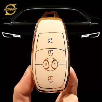 BIC1T1-White-Gold Plating- Car Key Cover For BAIC
