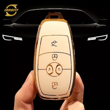 BIC1T1-White-Gold Plating- Car Key Cover For BAIC