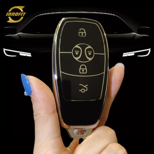 BIC1T1-Black-Silver Plating- Car Key Cover For BAIC
