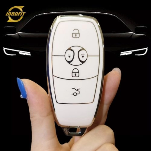 BIC1T1-White-Silver Plating- Car Key Cover For BAIC