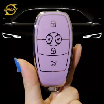 BIC1T1-Purple-Silver Plating- Car Key Cover For BAIC