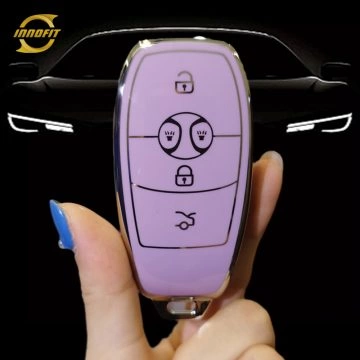BIC1T1-Purple-Silver Plating- Car Key Cover For BAIC
