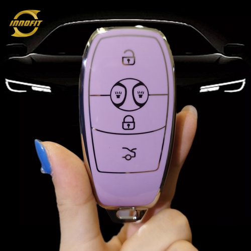 BIC1T1-Purple-Silver Plating- Car Key Cover For BAIC
