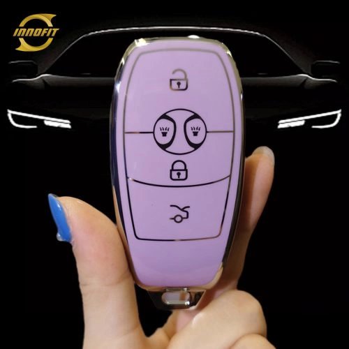 BIC1T1- 보라색-은도금- BAIC 용 자동차 키 커버