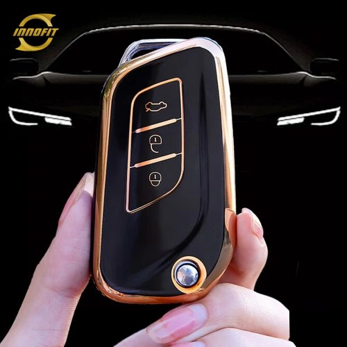 BID1T1- 블랙-골드 도금- BAIC 용 자동차 키 커버