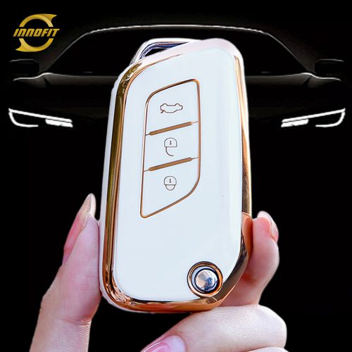 BID1T1-White-Gold Plating- Car Key Cover For BAIC