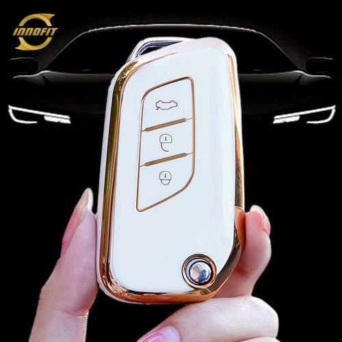 BID1T1- 화이트-골드 도금- BAIC 용 자동차 키 커버