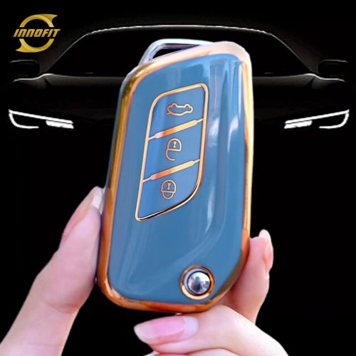 BID1T1- 그래니 그레이-골드 도금- BAIC 용 자동차 키 커버