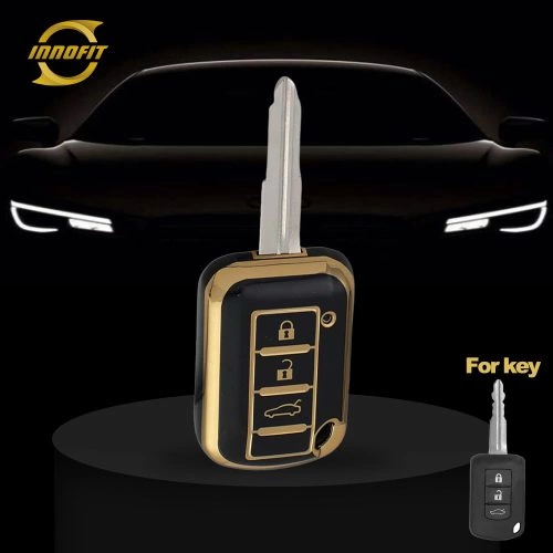 MIG1T1-Black-Gold Plating- Car Key Cover For Mitsubishi
