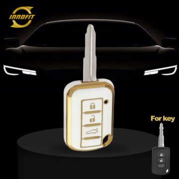 MIG1T1-White-Gold Plating- Car Key Cover For Mitsubishi