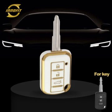 MIG1T1-White-Gold Plating- Car Key Cover For Mitsubishi