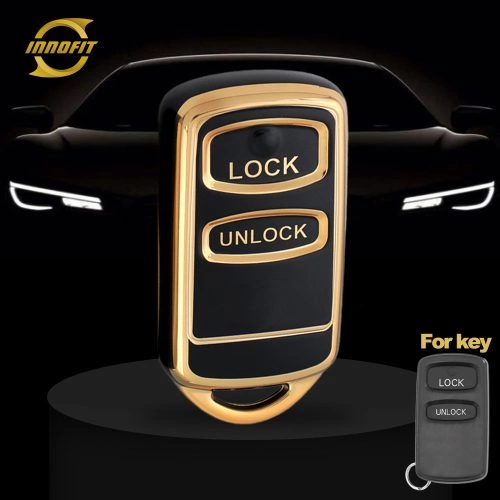 MII2T1-Preto-Dourado- Capa para chave de carro para Mitsubishi