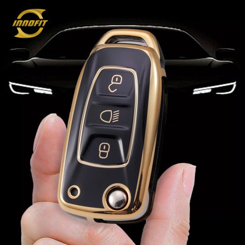 TAB1T1-Black-Gold Plating- Car Key Cover For Tata