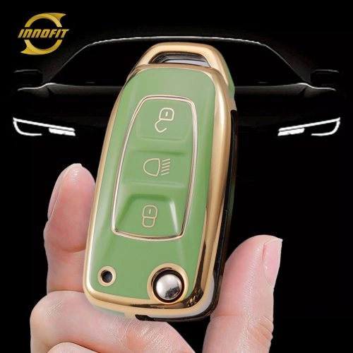 TAB1T1-Green-Gold Plating- Car Key Cover For Tata