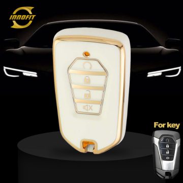 LSB4T1-White-Gold Plating- Car Key Cover For Lsuzu