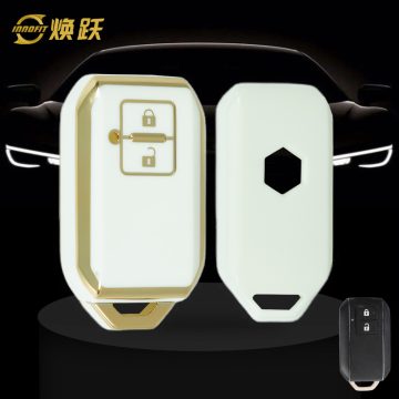 SUB2T1-White-Gold Plating- Car Key Cover For Suzuki