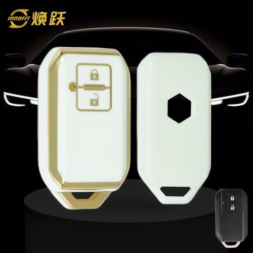 SUB2T1-White-Gold Plating- Car Key Cover For Suzuki