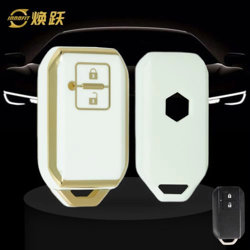 SUB2T1-White-Gold Plating- Car Key Cover For Suzuki