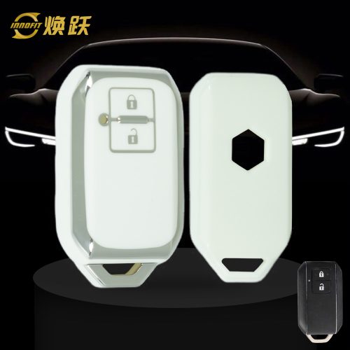 SUB2T1-White-Silver Plating- Car Key Cover For Suzuki