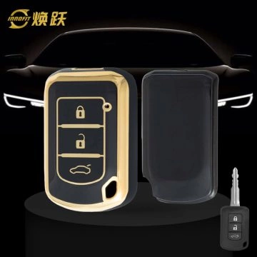 MIG1T1-Black-Gold Plating- Car Key Cover For Mitsubishi