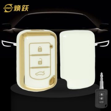 MIG1T1-White-Gold Plating- Car Key Cover For Mitsubishi