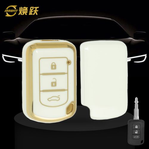 MIG1T1-White-Gold Plating- Car Key Cover For Mitsubishi
