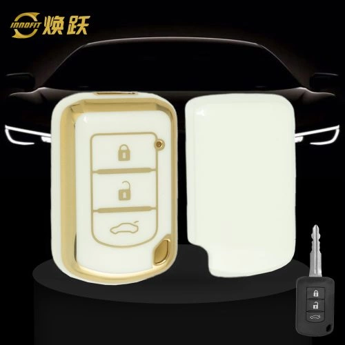 MIG1T1-White-Gold Plating- Car Key Cover For Mitsubishi