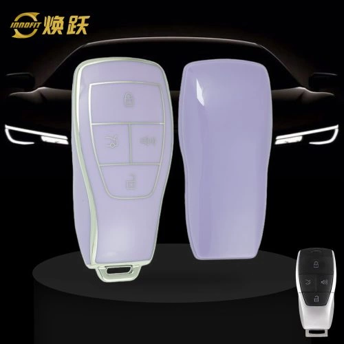 BIB1T1-Purple-Silver Plating- Car Key Cover For BAIC