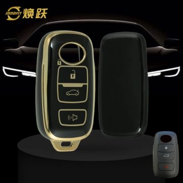 PEB3T1-Black-Gold Plating- Car Key Cover For Perodua