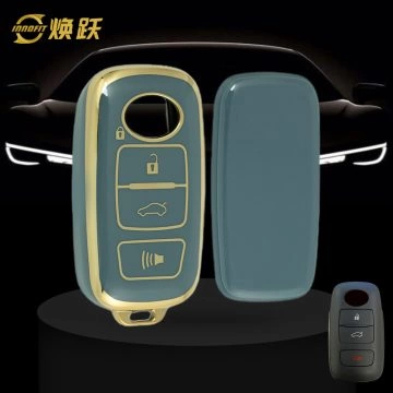 PEB3T1-Granny Grey-Gold Plating- Car Key Cover For Perodua