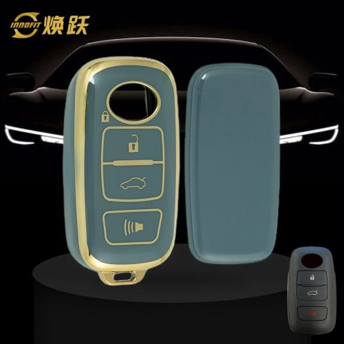 PEB3T1-Granny Grey-Gold Plating- Car Key Cover For Perodua