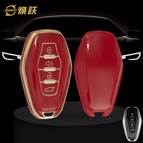 CRE1T1-Red-Gold Plating- Car Key Cover For Chery