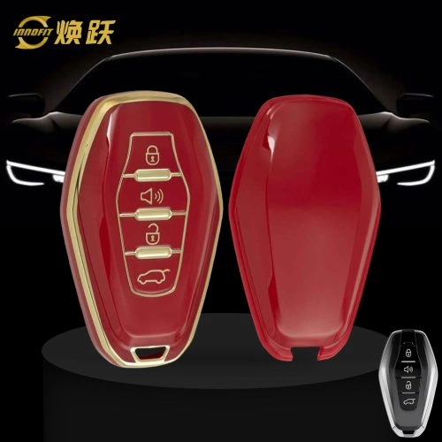 CRE1T1-Red-Gold Plating- Car Key Cover For Chery