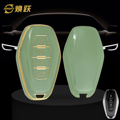 CRE1T1-Green-Gold Plating- Car Key Cover For Chery