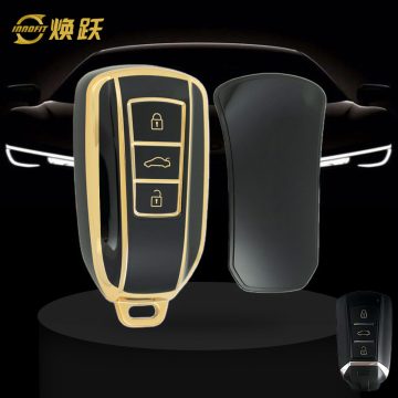 VED1T1-Black-Gold Plating- Car Key Cover For Venucia